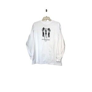 Gymshark Graphic Long Sleeve T Shirt White 100% Cotton Weightlifting Print Large